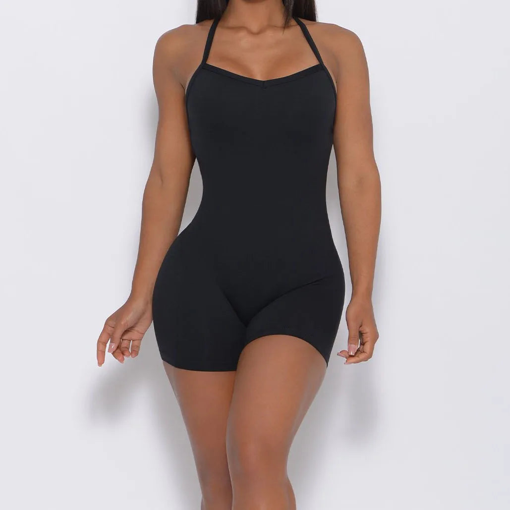 Yoga Set Women's Jumpsuit Sexy Buttocks Sports One-piece Fitness Suit Backless Cross Bodysuit 2023 Solid Color Sets Gym Clothing