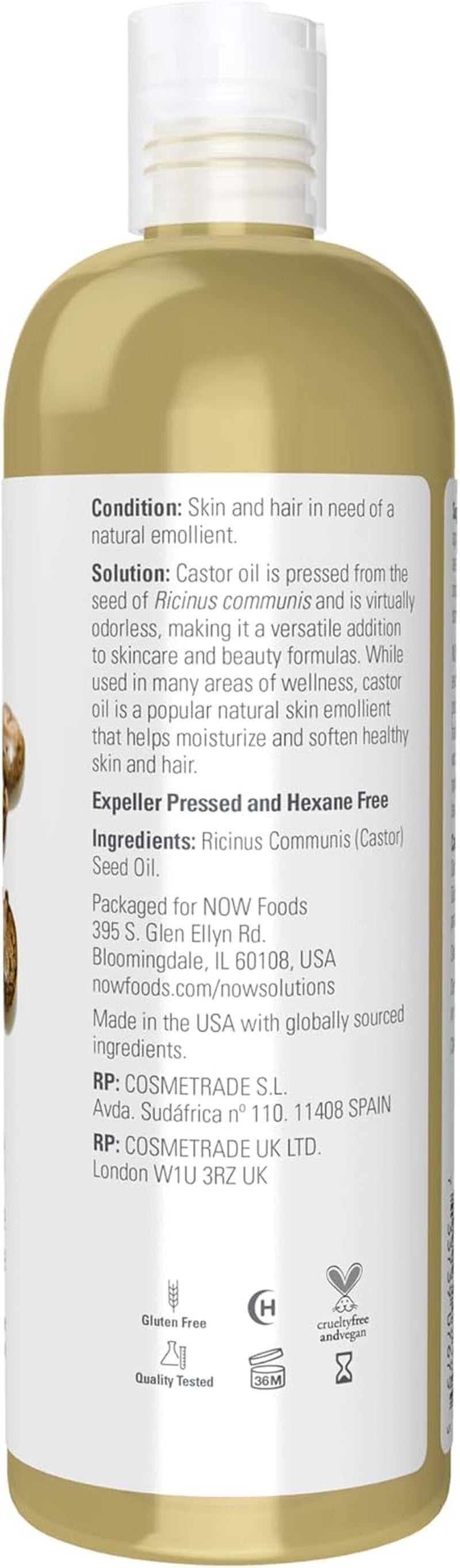 Solutions, Castor Oil, 100% Pure Versatile Skin Care, Multi-Purpose Skin Softener, 16-Ounce