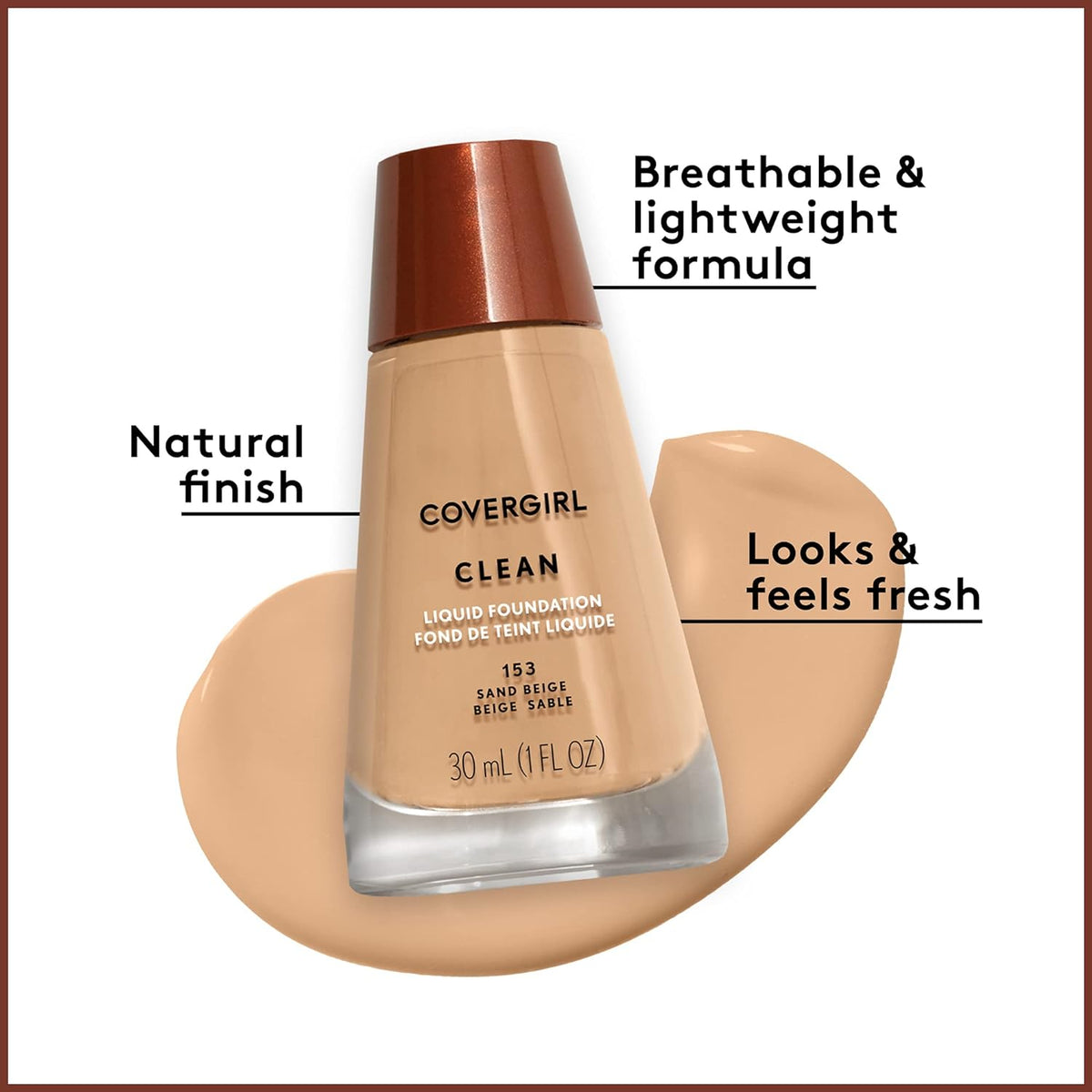 Clean Makeup Foundation Normal Skin Ivory 105, 1 Oz (Packaging May Vary)