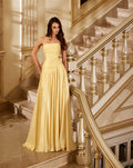 Ladies Strapless Floor Length Dresses Pleated Design Formal Evening Gown Long Dresses For Women For Wedding Party Guest Outfit