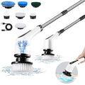 Electric Spin Scrubber, Cordless Bath Tub Power Scrubber with Long Handle & 7 Replaceable Heads, Detachable as Short Handle, Shower Cleaning Brush Household Tools for Bathroom & Tile Floor