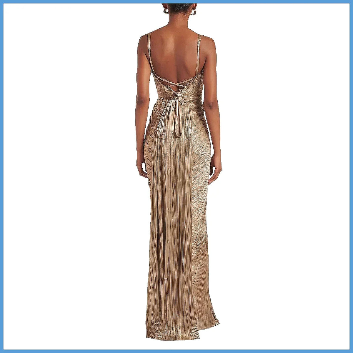 Elegant V-Neck Pleated Evening Gown for Women, Sexy High Waist Sleeveless Party Dress